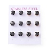 6 Pairs Cubic Zirconia Flat Round Stud Earrings EJEW-G291-05A-M-1