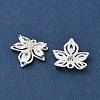 Brass Pave Clear Cubic Zirconia Flower Pendants KK-C168-23S-2