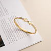 304 Stainless Steel & Crystal Rhinestone & Natural Shell Hinged Bangles for Women WG71A98-01-3