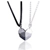 Valentine's Day Stainless Steel Magnetic Heart-shaped Couples Necklace Set with Peach Heart Pendant RE7695-5-1