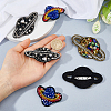 6Pcs 3 Styles Glass Rhinestone & Wool Planet Brooches JEWB-FH00040-3