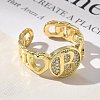 Brass Micro Pave Clear Cubic Zirconia Open Cuff Rings for Women RJEW-K289-02G-B-3