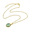 304 Stainless Steel Natural Paua Shell Pendant Satellite Chain Necklaces NJEW-JN06446-01-3