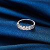 Rhodium Plated 925 Sterling Silver Cubic Zirconia Heart Finger Ring for Women RJEW-L124-003P-5