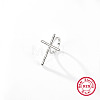 Anti-Tarnish Cross Rhodium Plated 925 Sterling Silver Finger Rings for Women PT9843-6-1