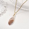 Natural Amethyst Lace Agate Teardrop Pendant 304 Stainless Steel Cable Chain Necklaces NJEW-JN06322-01-1