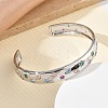 Brass Micro Pave Cubic Zirconia Cuff Bangles for Women BJEW-A172-03P-2
