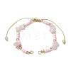 Natural Rose Quartz Chips & Handmade Seed Beads Braided Bracelet Making AJEW-MZ00004-08-1