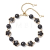 Glass & Natuarl Obsidian Slider Bracelets BJEW-JB12898-03-2