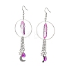 2 Pairs Moon with Star Natural Quartz Crystal Dangle Earrings EJEW-JE06763-4