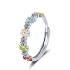 Adjustable Brass Micro Pave Cubic Zirconia Finger Rings for Women PW-WG0F96B-01-1