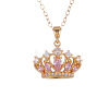Brass Pave Cubic Zirconia Crown Pendant 304 Stainless Steel Cable Chain Necklaces for Women WGD413B-02-2