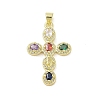 Real 18K Gold Plated Brass Micro Pave Random Color Cubic Zirconia Pendants KK-A209-07A-G-1