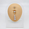 304 Stainless Steel Crystal Rhinestone Dangle Belly Rings WGC038A-01-1