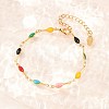 304 Stainless Steel Enamel Teardrop Link Chain Bracelets for Women BJEW-D460-12G-2