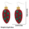 Christmas Alloy Enamel & Acrylic Stud Dangle Earrings FS-WG10992-14-1
