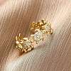 Brass Micro Pave Clear Cubic Zirconia Cuff Rings for Women RJEW-G345-01G-1