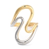 Brass Wave Open Cuff Ring for Women RJEW-C102-21GP-2