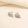 Non-Tarnish 304 Stainless Steel Leaf Stud Earrings for Women BE5708-9-1