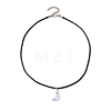 Glass Crescent Moon Pendant Necklaces NJEW-JN04579-05-4