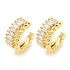Brass Micro Pave Clear Cubic Zirconia Cuff Earrings EJEW-C104-155G-1