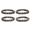 Gemstone & Om Mani Padme Hum Coconut Beaded Stretch Bracelet for Women BJEW-JB09152-1