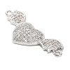 Brass Micro Pave Clear Cubic Zirconia Heart with Bat Wings Connector Charms KK-L229-053P-2