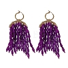 Alloy Glass Beads Arch Tassel Hoop Earrings FS-WG51683-03-2