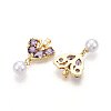 Brass Micro Pave Cubic Zirconia & ABS Imitation Pearl Pendants KK-T070-66A-2