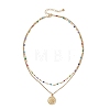 2Pcs 2 Styles 304 Stainless Steel Moon Sun Pendant Colorful Enamel Cable Chain Double Layer Necklaces for Women NJEW-JN05809-4