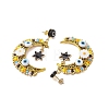 Moon & Star Glass Seed Beaded Stud Dangle Earrings for Women EJEW-MZ00200-4
