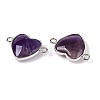 Natural Amethyst Love Heart Pendants G-T138-205A-P-2