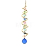 Iron Spiral & Glass Octagon & Teardrop Hanging Suncatchers HJEW-F025-01G-01-1
