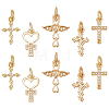   10Pcs 5 Styles Real 18K Gold Plated Brass Micro Pave Cubic Zirconia Pendants KK-PH0006-48-1