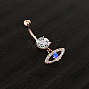 304 Stainless Steel Micro Pave Clear Cubic Zirconia Belly Rings WGC32A5-02-1