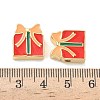 Christmas Brass Enamel Beads KK-I474-G07-3