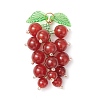 3Pcs 3 Styles Natural Amethyst & Carnelian & Yellow Jade & Glass Seed Beaded Grape Pendants PALLOY-MZ00872-2