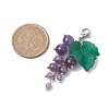 Grape Natural Amethyst & Carnelian & Red Agate & Green Aventurine & Synthetic Citrine Pendant Decorations HJEW-TA00266-4