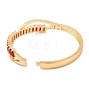 Brass Pave Clear Cubic Zirconia & Dark Red Glass Cross Hinged Bangles for Women BJEW-S147-26G-3