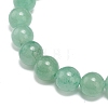 Natural Green Aventurine Round Beaded Stretch Bracelet with Heart Charm BJEW-JB09019-05-5