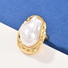 Brass ABS Plastic Pearl Cuff Rings for Women RJEW-L132-02G-3