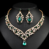 Teardrop Alloy Rhinestone Pendant Necklaces & Stud Dangle Earrings Sets FS-WGBD9B5-03-1