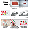 3Pcs 3 Style Christmas Theme Word & Hat & Reindeer Pet Film with Hot Melt Adhesive Heat Transfer Film DIY-CN0001-39-6