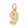 Brass Micro Pave Clear Cubic Zirconia Charms KK-G544-04G-09-1