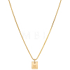 1Pc Stainless Steel Letter Rectangle Pendant Necklaces NJEW-LP0001-34R-G-1