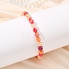 Natural Banded Agate Round Beaded Stretch Bracelets for Women BJEW-JB14071-1