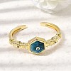 Hexagon Brass Pave Natural Apatite & Cubic Zirconia Cuff Bangles for Women BJEW-Z172-01G-06-1