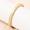 304 Stainless Steel Enamel Hinged Bangles for Women BJEW-B168-05G-1
