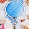 Natural Shell & Starfish Long Drop Pendant Necklace NJEW-SW00011-2