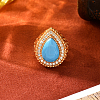 Vintage Bohemian Brass Micro Pave Cubic Zirconia Cuff Open Rings for Women VA3627-3-1